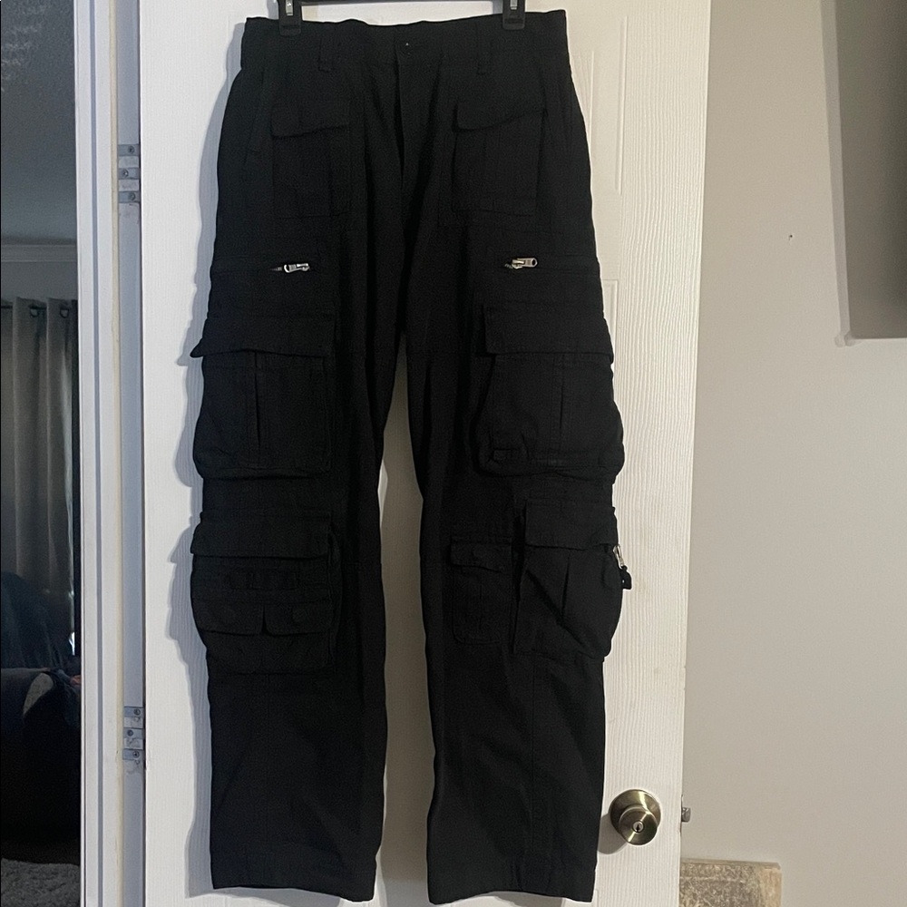 MNML Black Cargo Pants for Men
